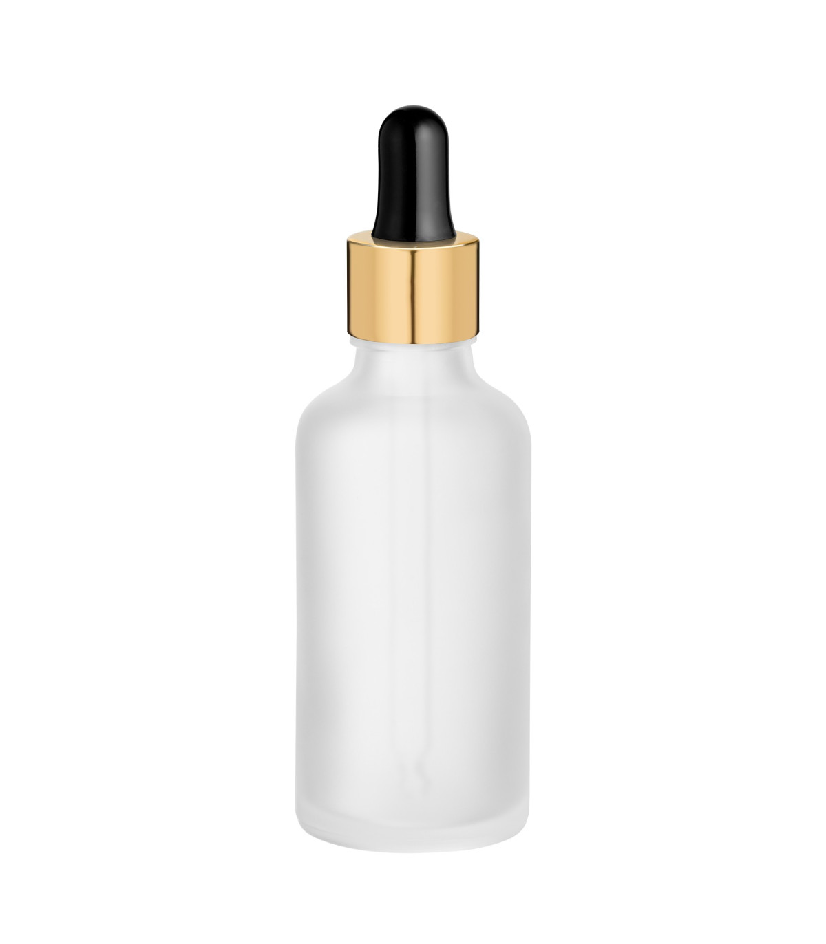 Glasflasche 50 ml satiniert mit goldener Pipette | leere Tropfflasche