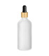 Glasflasche 100 ml satiniert matt farblos klar mit goldener Pipette
