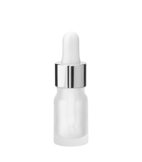 Glasflasche 5 ml satiniert mit silberner Pipette | Pipettenflasche