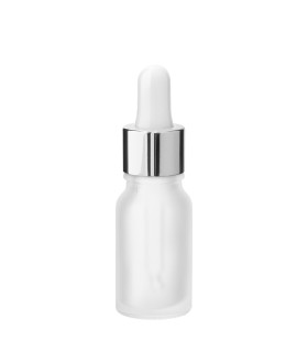 Glasflasche 10 ml satiniert matt klar mit silberner Pipette – Tropfer