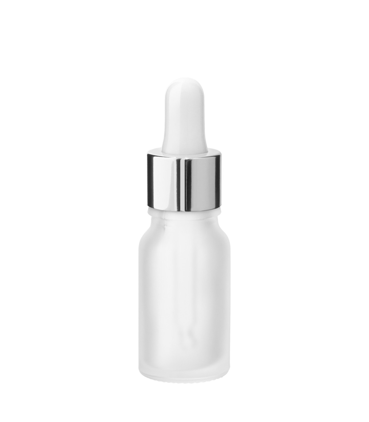 Glasflasche 10 ml klar matt mit silberner Pipette – Tropfer
