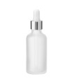 Glasflasche 50 ml klar matt mit silberner Pipette