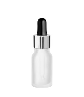 Glasflasche 10 ml farblos satiniert matt klar mit silberner Pipette