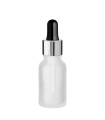 Glasflasche 15 ml klar matt mit silberner Pipette [2]