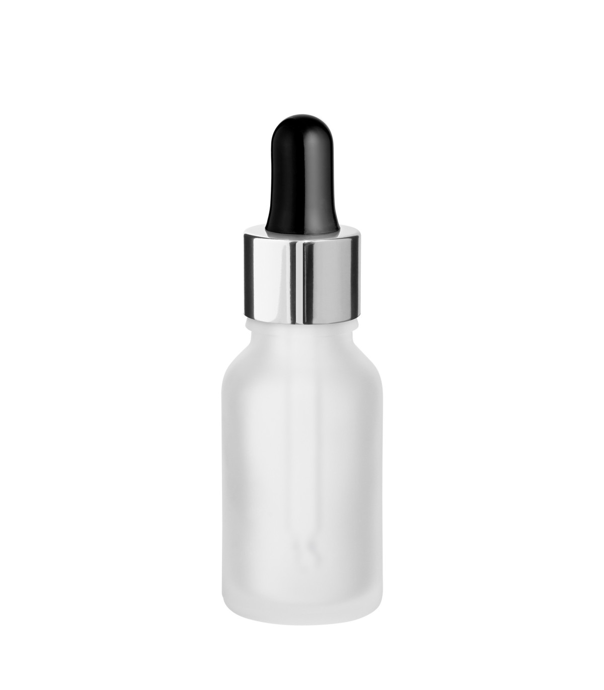 Glasflasche 15 ml klar matt mit silberner Pipette – leere Tropfflasche