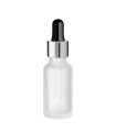 Glasflasche 20 ml klar matt mit silberner Pipette [2]