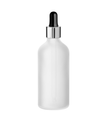 Glasflasche 100 ml satiniert mit silberner Pipette | Pipettenflasche