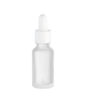 Glasflasche 20 ml farblos satiniert matt klar mit weißer Pipette
