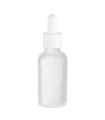 Glasflasche 30 ml klar matt mit weißer Pipette [3]