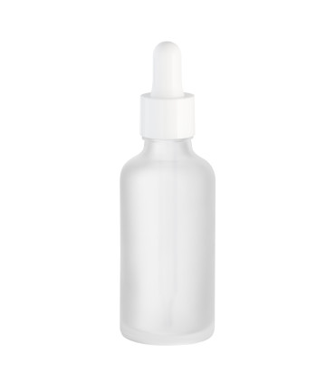 Glasflasche 50 ml transparent matt mit weißer Pipette – Tropfflasche