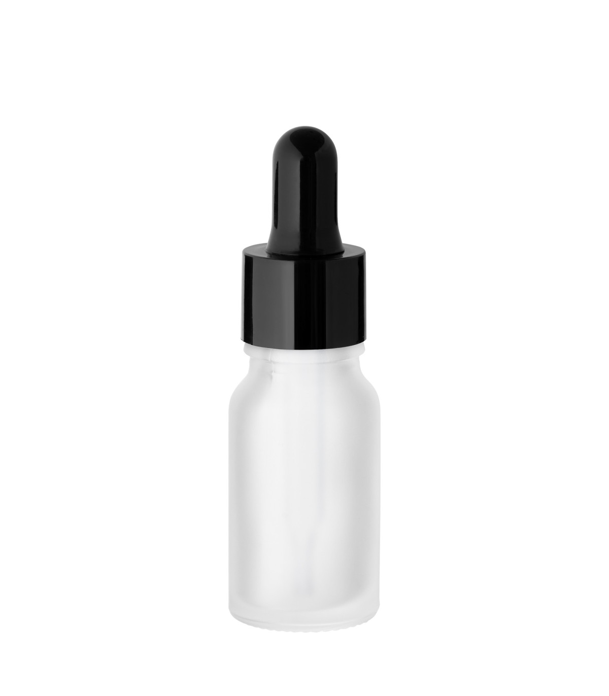 Glasflasche 10 ml klar satiniert matt mit schwarzer Pipette 18/415