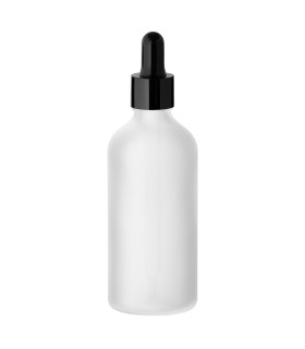 Glasflasche 100 ml farblos satiniert matt mit Pipette – Tropfflasche