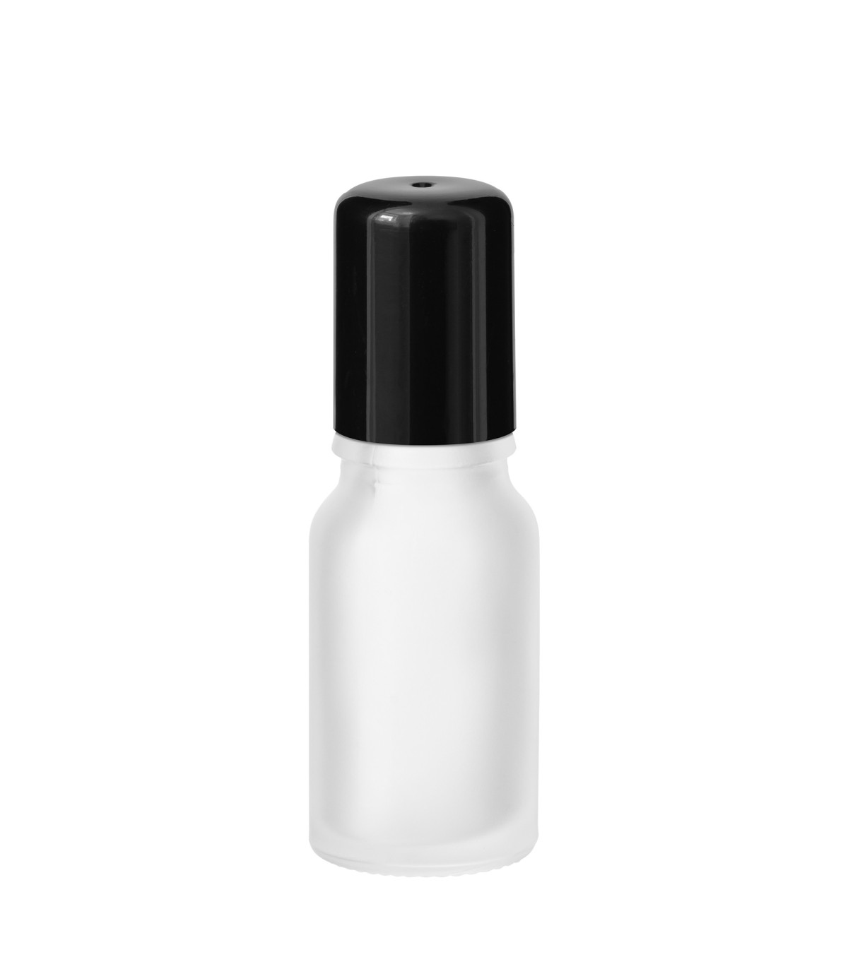 Glasflasche 10 ml klar matt Roll-on mit schwarzem Schraubverschluss