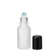 Glasflasche 15 ml klar matt Roll-on mit schwarzem Schraubverschluss