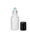 Glasflasche 15 ml klar matt Roll-On mit schwarzem Schraubverschluss