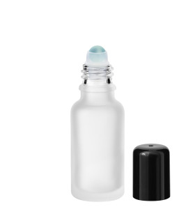 Glasflasche 20 ml satiniert matt Roll-on schwarzer Schraubverschluss