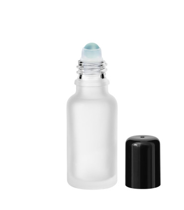 Glasflasche 20 ml satiniert matt Roll-on schwarzer Schraubverschluss