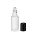 Glasflasche 20 ml klar matt Roll-On mit schwarzem Schraubverschluss