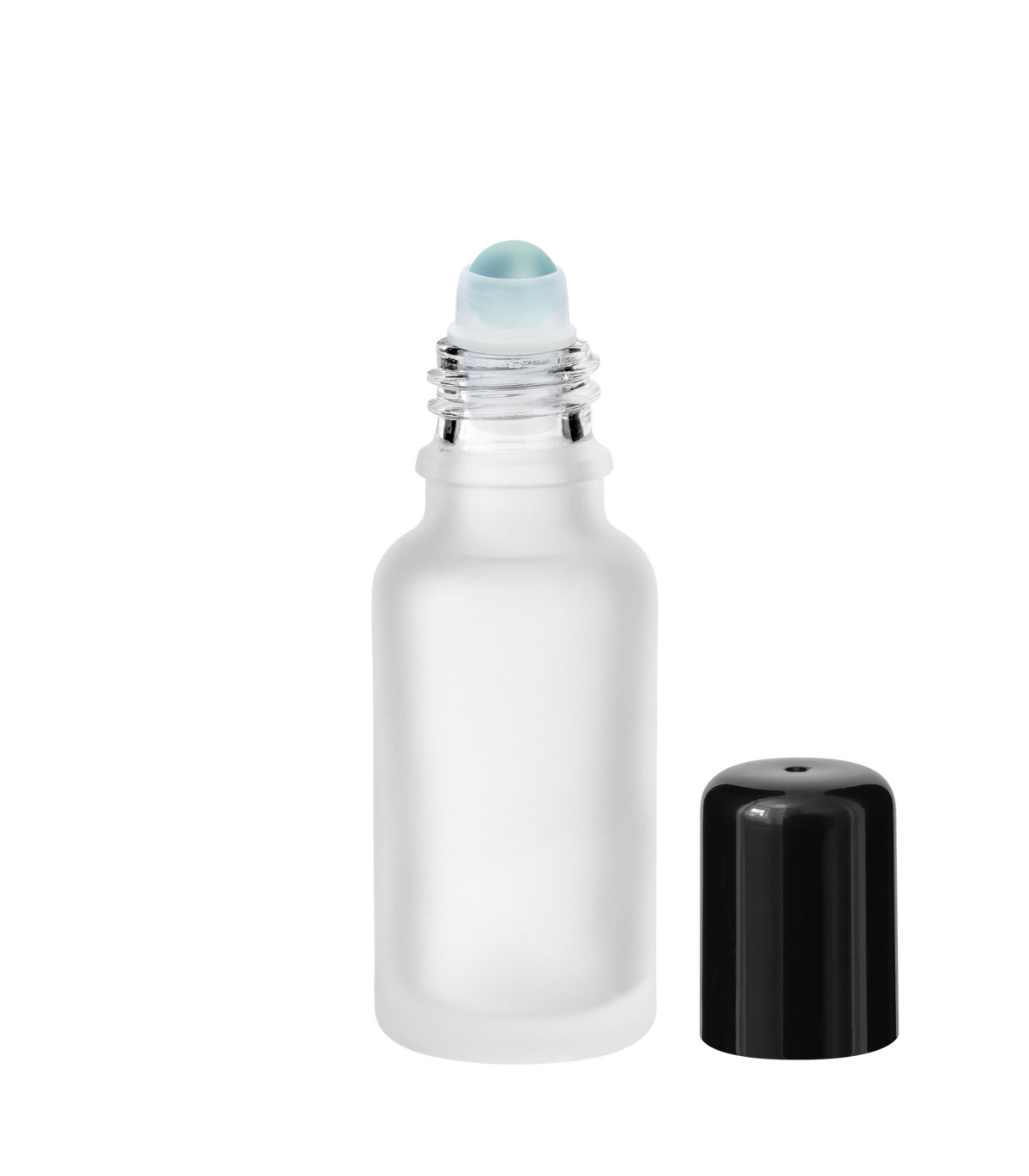 Glasflasche 20 ml satiniert matt Roll-on schwarzer Schraubverschluss