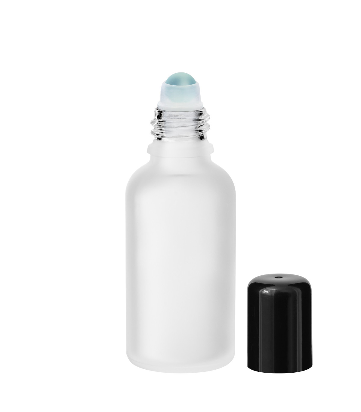 Glasflasche 30 ml satiniert Roll-on mit schwarzem Schraubverschluss