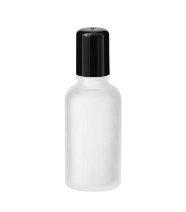 Glasflasche 30 ml satiniert Roll-on mit schwarzem Schraubverschluss