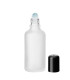Glasflasche 50 ml klar satiniert Roll-on mit schwarzem Verschluss