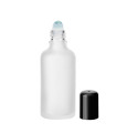 Glasflasche 50 ml klar matt Roll-On mit schwarzem Schraubverschluss