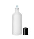 Glasflasche 100 ml satiniert – Roll-on mit schwarzem Schraubverschluss