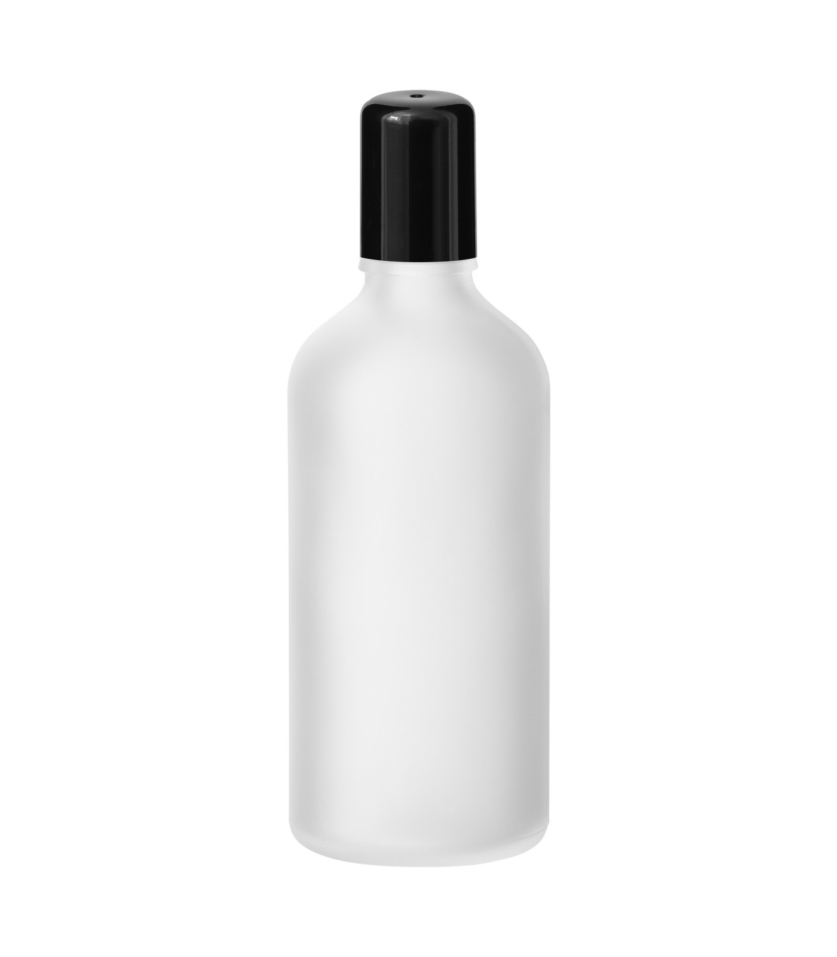 Glasflasche 100 ml satiniert – Roll-on mit schwarzem Schraubverschluss