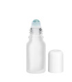 Glasflasche 10 ml klar matt Roll-On mit weißem Schraubverschluss