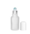 Glasflasche 15 ml klar matt Roll-On mit weißem Schraubverschluss