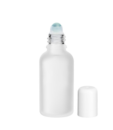 Glasflasche 30ml satiniert klar mit Roll-on | leere Kosmetikflasche