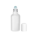 Glasflasche 30 ml klar matt Roll-On mit weißem Schraubverschluss