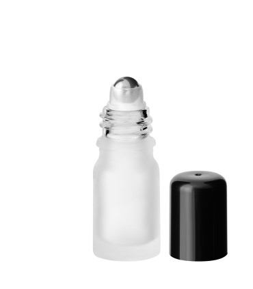 Glasflasche 5 ml farblos matt klar Roll-on mit Edelstahlkugel | Leer