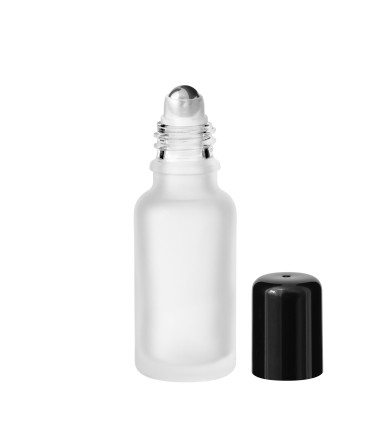 Satinierte matte klare 20ml Roll-on Glasflasche | Schwarz Verschluss