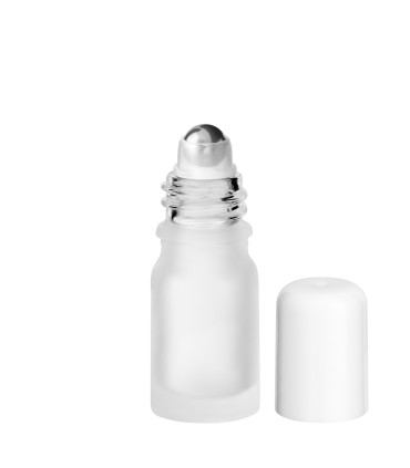 Roll-on Glasflasche 5ml satiniert klar mit Edelstahlkugel | Leer