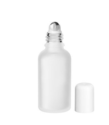 Glasflasche 30 ml satiniert matt farblos klar Roll-On | Edelstahlkugel