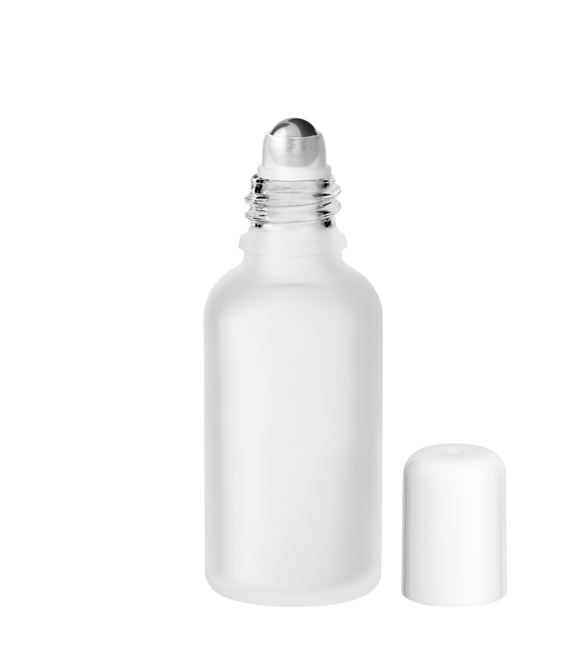 Glasflasche 30 ml satiniert matt farblos klar Roll-On | Edelstahlkugel