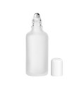Glasflasche 50 ml klar matt Roll-On mit weißem Schraubverschluss [2]