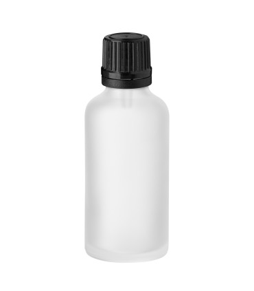 50ml Glasflasche klar matt mit schwarzem Tropfer – Pipettenflasche