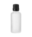 Glasflasche 50 ml klar matt mit schwarzem Tropfer