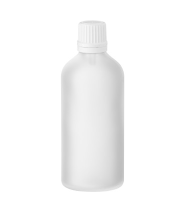 Glasflasche 100ml transparent satiniert matt klar mit weißem Tropfer