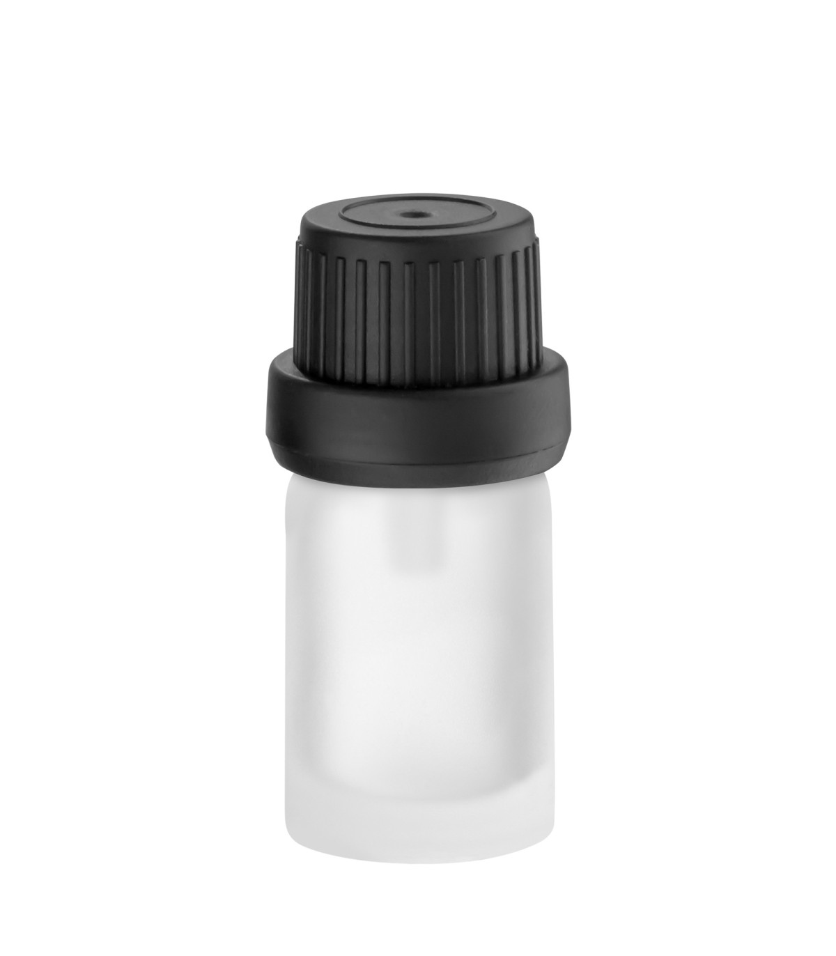 Glasflasche 5 ml klar matt mit schwarzem Tropfer | Tropfflasche DIN 18