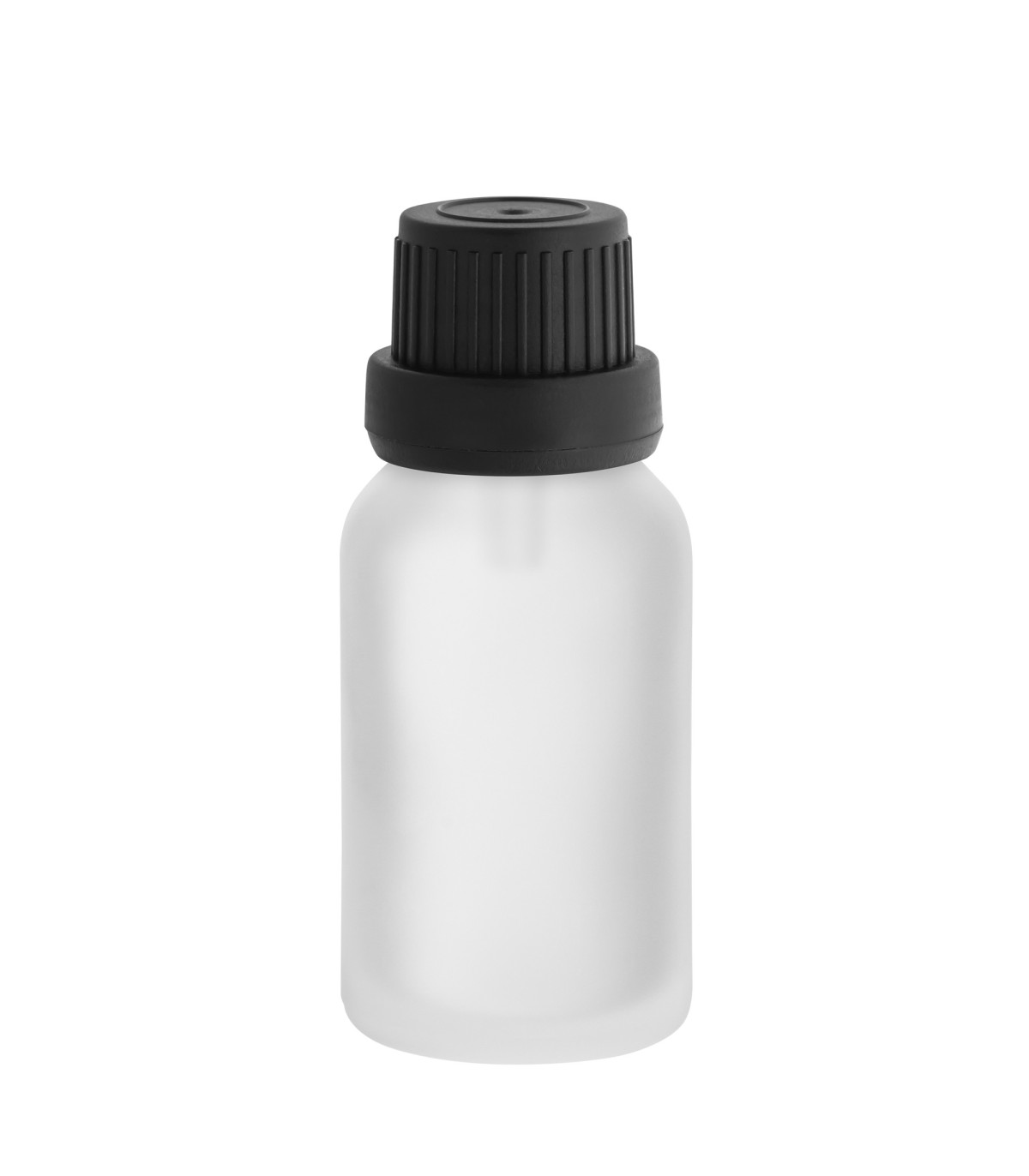 Glasflasche 15 ml klar matt mit schwarzem Tropfer | Tropfflasche