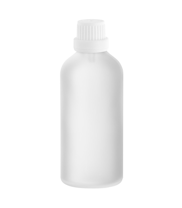 Glasflasche 100 ml klar matt  mit weißem Tropfeinsatz | Tropfflasche