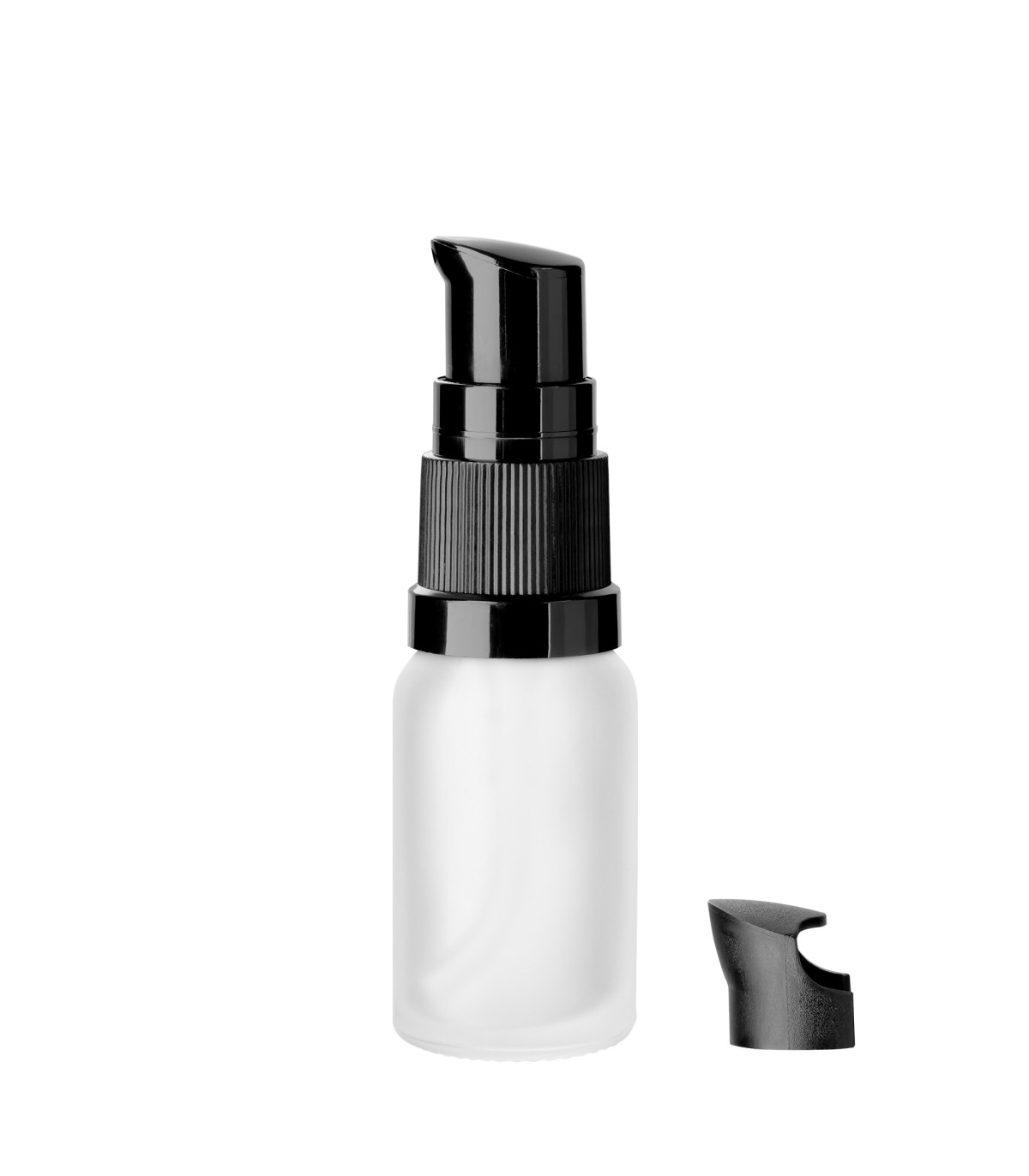 Glasflasche 10 ml klar matt mit schwarzer Dosierpumpe | Pumpflasche