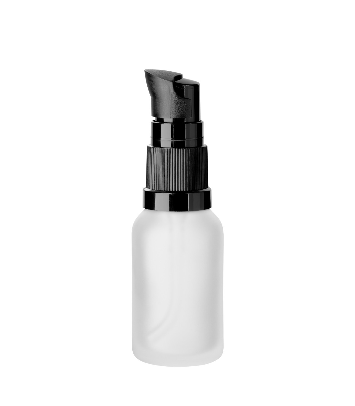 Glasflasche klar matt 15 ml mit schwarzer Pumpe | Zum Befüllen