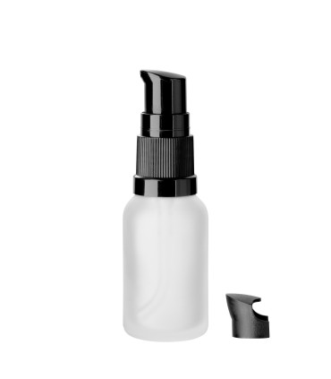 Glasflasche klar matt 15 ml mit schwarzer Pumpe | Zum Befüllen