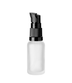 Glasflasche farblos satiniert 20 ml mit schwarzer Dispenserpumpe | Set