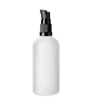 Glasflasche klar matt 100 ml mit schwarzer Pumpe - Leere Pumpflasche